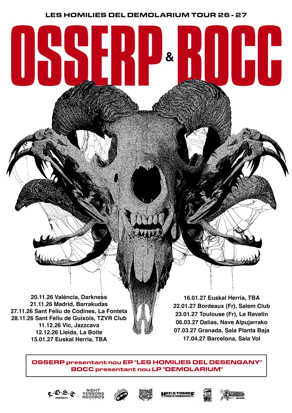 Cartel de Les Homilies del Demolarium Tour 2026-2027 de Ósserp y Bocc