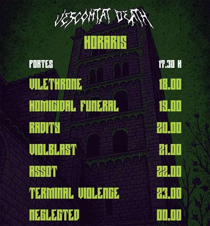 Horarios de las bandas en el Vescomtat Death