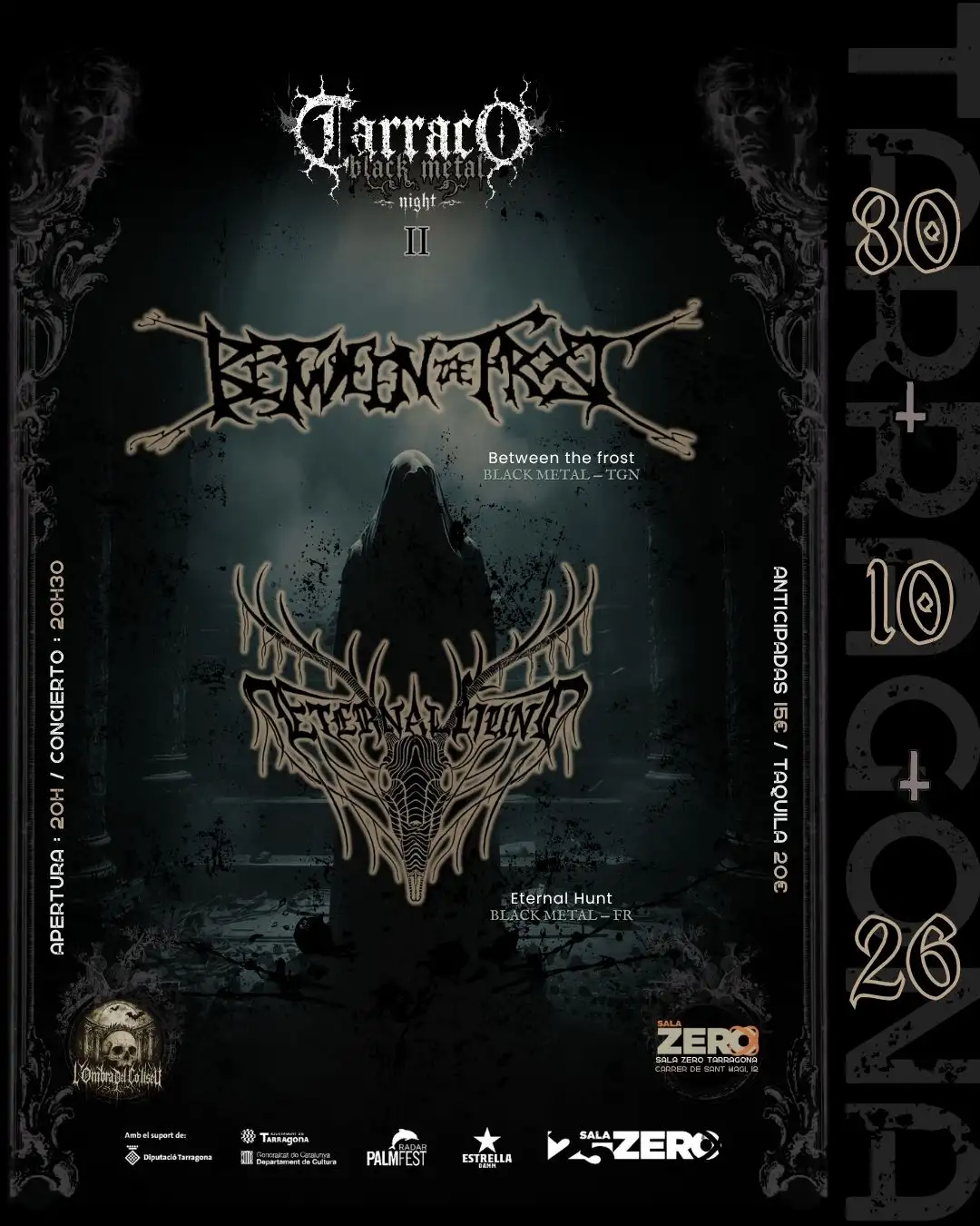 Cartel de la Tarraco Black Metal Night II en la Sala Zero de Tarragona